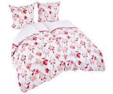AmeliaHome Snuggy Collection - Biancheria da Letto in Flanella, 100% Cotone, con Copripiumino, Chiusura Lampo, Castoro Cotone, Sweet Dreams, 155x220 + 80x80