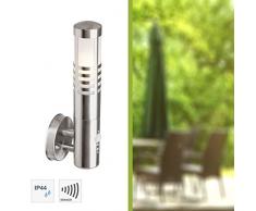 Brilliant 96196/82 Gerna - Lampada da Parete per Esterni in Acciaio Inox con sensore di Movimento, Impermeabile, Grado di Protezione IP44, Altezza: 38 cm