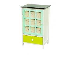 Galileo Casa 2410374 Mobiletto con Decorazioni e Cassetti, Legno di Paulownia, Multicolore, 29x39x64 cm