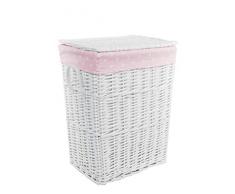 DVier VWWK-22WRt-c - Cesto portabiancheria in vimini, rettangolare, con rivestimento, 48 x 36 x 62 cm, colore: Bianco