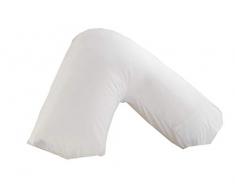 Lancashire Textiles - Cuscino Ortopedico a V, per Allattamento, Gravidanza, Supporto Lombare, con Federa Bianca