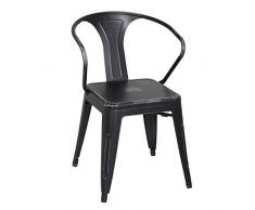 Lo+DeModa Antique Greek Set di 2 Sedia, Acciaio, Nero, 124x54x6.5 cm