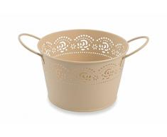 Villa dâEste Home Tivoli Garden Set Vasi con Manici, Metallo, Crema, 24.5x24.5x13 cm, 6 unitÃ