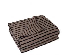 Zoeppritz since 1828 - Coperta in Pile a Righe con Punto Uncinetto, Morbida, 160 x 200 cm, 840 Smoke, 160 x 200 cm
