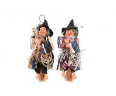 Pack 2 Befane su scopa vestito righe /rete ass.15cm