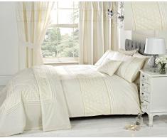 Rapport Crema Super King Size Copripiumino & P/Casi Set di Biancheria da Letto Floreale Panna