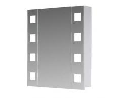 Eurosan Ante armadietto a Specchio, Super Piatta, Caricamento Illuminazione LED Integrata, Bianco, New York, Legno, Legno, Bianco, 60 x 62 x 13 cm