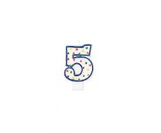 AMSCAN - Candela per feste, numero 5, decorazione a pois