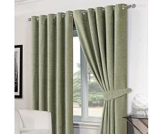 Dreamscene â Tenda oscurante ciniglia termica â Tende con occhielli con fermatenda, colore: argento, 46 x 54