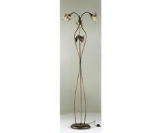 H-3705/3/C - Piede da salotto, in decorazione marrone bronzo con 3 paralumi trasparenti