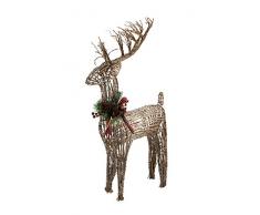 Villa dEste Home Tivoli Xmas Renna in Piedi Grande, Polyrattan, Marrone, 62 x 18 x 107 cm