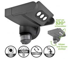 Lutec Mini Ledspot Lampada da Esterno a LED Integrato con Sensore di Presenza 9 W, Grigio Antracite, 13 x 23 cm