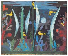 Artopweb Pannelli Decorativi Klee Paesaggio con Uccelli Gialli Quadro, Legno, Multicolore, 38x1.8x31 cm