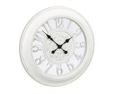 Relaxdays 10022002_49 Orologio da Parete per Cucina XL Stile Vintage, Analogico, Silenzioso dal Design Romantico, Diametro 56 cm Bianco