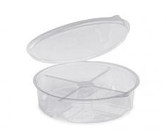 GUILLIN oli1400Â C Cartone Scatola Rotonda Fredda 4Â Scomparti Coperchio a Cerniera divisibile, Plastica, Trasparente, 22Â x 22Â x 5,5Â cm