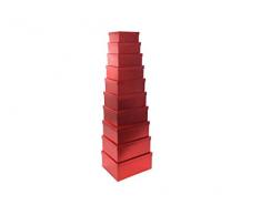 Viscio Trading Casa & Christmas Scatola Regalo Rett, Cartone, Rosso, 28 x 36 x 16 cm, 10 unitÃ 