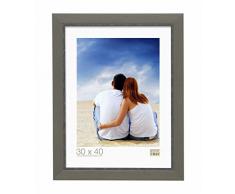 Deknudt Frames S45CF7-20.0X28.0 - Cornice portafoto in Resina Grigia con Bordo Beige, Effetto Dipinto a Mano, 20 x 28 cm