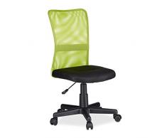 Relaxdays 10022881_53 Sedia da Ufficio Altezza Regolabile Girevole per Bambini Carico max 90 kg HxLxP: 102 x 55 x 55 cm Verde