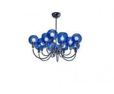 SP Light and Design Diva Sospensione 12 B + R, Struttura cromata, Vetro Blu Lampada 4 W