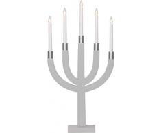Star Elias - Candelabro da finestra a 5 luci, in legno, colore: Grigio