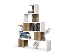 Homemania Libreria Pyramid Colore Bianco e Noce, Laminato Melaminico e PVC-per Soggiorno, Camera, Ufficio-Scaffale, Mensola, Libr, 18 mm di qualità E1 Fasce Laterali 0,40 mm, Taglia Unica