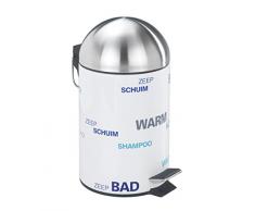 Wenko Water 17916100 Pattumiera da Bagno in Acciaio Inox Anti-corrosione, 3 l, 24x33x20 cm