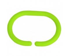 MSV 140854-Lotto di 12 Anelli per Tenda da Doccia in plastica, in Polipropilene, Colore: Verde, 6 x 0,4 x 4 cm