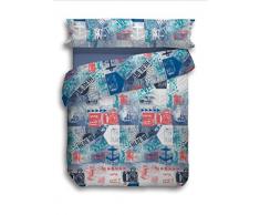 Stilia - Set Copripiumino per Bambini, con Copripiumino + Federa per Cuscino + Lenzuolo con Angoli, Veritatge (Letto 105 cm (180 x 240 cm), Colore: Blu