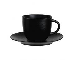Avet Spain Set di Tazze per tè con Piatto, Gres 8.8x8.8x7.5 cm Nero