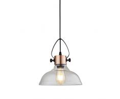 Lighting Collection - Lampadario in vetro, stile vintage, vintage, retrÃ², industriale, 1 lampada, colore: rame