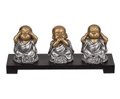 Out of the blue Figure in poliresina, su panchina di Legno, Buddha, 20 x 9 cm