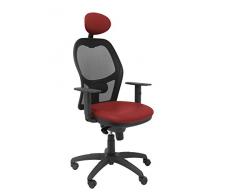 Piqueras Y Crespo (PIQU7) Sedia a Sdraio a Rete Nera, Seduta in Similpelle Granata, con testiera Fissa da Ufficio, Taglia Unica