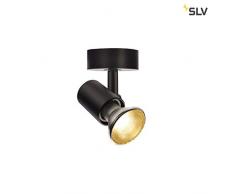SLV - Faretto da parete o soffitto per interni, E27, CW, max, colore: Nero Lampada da 75 W, in alluminio, 0 W