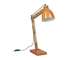 Relaxdays 10020514_57 Lampada da Scrivania Lettura Design Scandinavo Vintage in Legno HxLxP: 65 x 40 x 15 cm Paralume di Metallo, Arancio