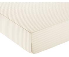 AmazonBasics - Lenzuolo con angoli deluxe in microfibra, a righe, Francese, 140 x 200 cm - Beige