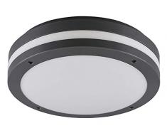 Reality Leuchten R62151142 - Plafoniera LED da esterni Kendal, in plastica, 12 W, colore: Antracite/Bianco