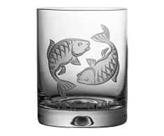 Crystaljulia 05916 - Bicchiere da whisky con decorazione a forma di pesce zodiaco, 250 ml
