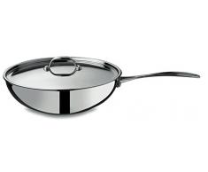 MEPRA Glamour Stone Wok con Coperchio, 28 cm, Acciaio Inossidabile 18/10