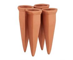 Relaxdays, Terracotta Irrigatori in Argilla per Vasi, Set da 4 Innaffiatori per Piante, per Bottiglie di Vino e Pet, Ceramica, 4 pz