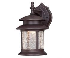 64003 Apparecchiatura da parete da esterno LED a luce singola, finitura in bronzo lucidato a olio con vetro screpolato trasparente