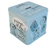 laroom salvadanaio Metallo Motivo Petits estalvis per a Grans Il.lusions, Metallo, Blu, 12Â x 12Â x 12Â cm