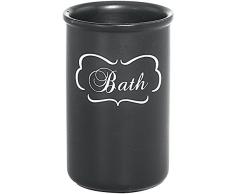 Gedy Portaspazzolino da Denti in Ceramica Nera, Diametro 7