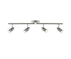 Britalia VAS1002 Vasari - Faretto moderno in cromo satinato, 4 lampadine GU10 (non incluse), montaggio a parete o a soffitto