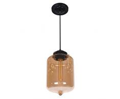 Light Prestige Bronte 1 - Lampada a sospensione, in vetro, E27, 60 W, marrone, 17 x 17 x 120 cm
