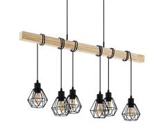 EGLO Townshend 5 Lampadario a Sospensione. 60 W, Nero, Marrone