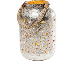 KARE Laterne Moonscape 4cm Lanterna, Metallo, Argento, 26 x 26 x 41 cm