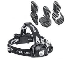 liteXpress Set lampada frontale a LED con supporto per casco, Plastica, Nero, 6,3Â x 3,3Â x 4,8Â cm, 2Â unitÃ 