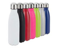 Relaxdays Bottiglia Termica in Acciaio Inox, Chiusura Ermetica, per Bevande Calde e Fredde, Borraccia Isolante, Bianco, 500 ml