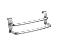 InterDesign Axis Asta portasciugamani | Doppio porta asciugamano per bagno e cucina | Porta asciugamani bagno e cucina da appendere | Metallo argento