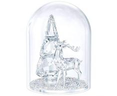 Swarovski - Albero di Natale & Cervo, Campana in Vetro, Cristallo, Bianco, 15.7